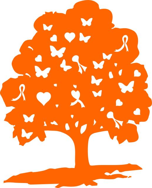 KIT - Tree of Hope Laser Cut Applique (Price: 8"H with FUSIBLE, Color: Orange)