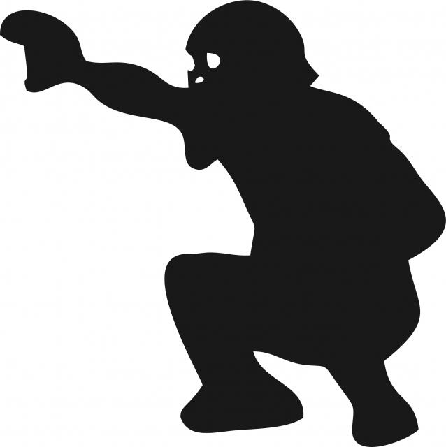 Baseball Catcher Silhouette Laser Cut Appliques (Size: 10"H, Direction: facing left)