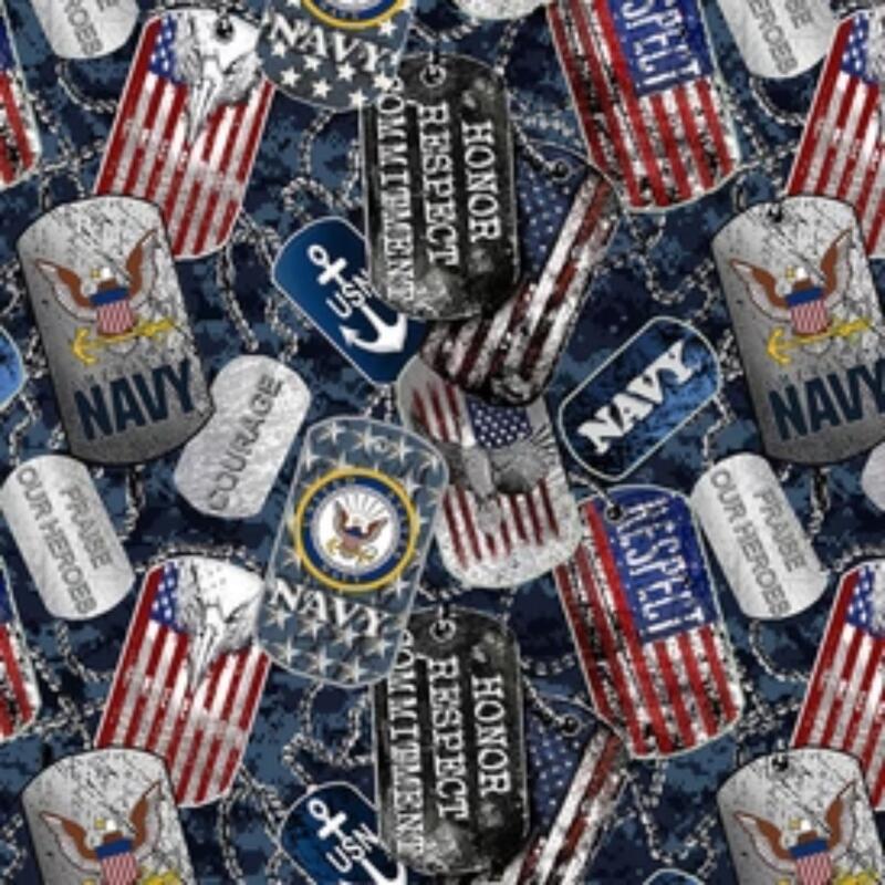 Patriot Dog Tags - Navy (Price: Yardage)