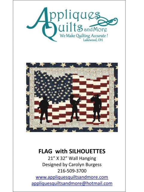 Flag w/Silhouettes Quilt Laser Cut (Size: Flag w/Soldier Silhouettes KIT, Color: Flag Pattern Only)
