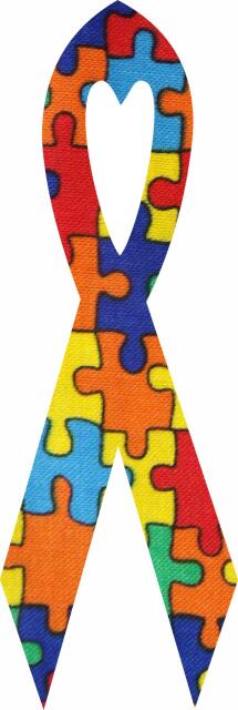Awareness Ribbon Laser Cut Appliques (Size: 7"H, Color: Autism - puzzle pieces)