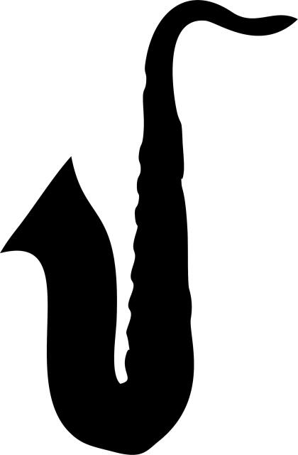 Saxophone Silhouette Laser Cut Appliques (Size: 9"W, Color: Facing left)