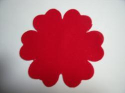 Flower 6 Petal Laser Cut Appliques (Size: 3.5"W, Color: Red )