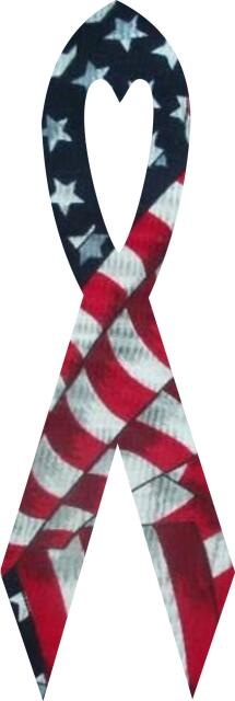 Awareness Ribbon Laser Cut Appliques (Size: with FUSIBLE - 9"H, Color: Patriotic )