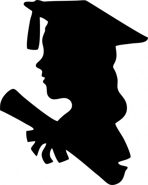 Graduation Girl Laser Cut Siilhouettes (Size: WITH fusible - 8"H, Direction: Facing left)