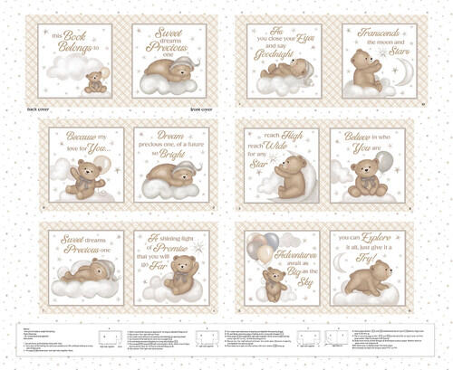Sleepy Teddy Book Panel (Price: Panel)
