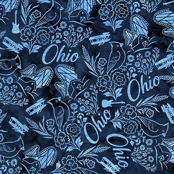 AOHSH - Ohio Symbols Blue Navy (Price: Yardage)
