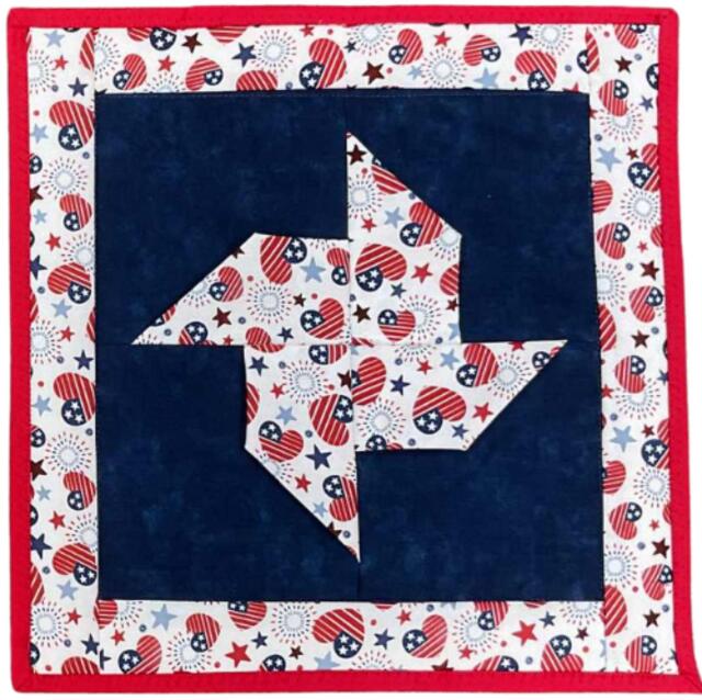 Mini Quilt - July (Price: KIT, Color: Red/white hearts)