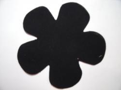 Flower 5 Petal Laser Cut Appliques (Size: 4.5"W, Color: Black )