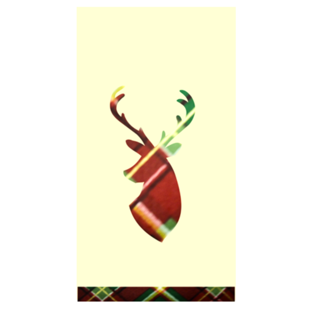 Towel Applique Kit - Deer Head Laser Cut (Price: 2", Color: Plaid Deer / Cream Towel)