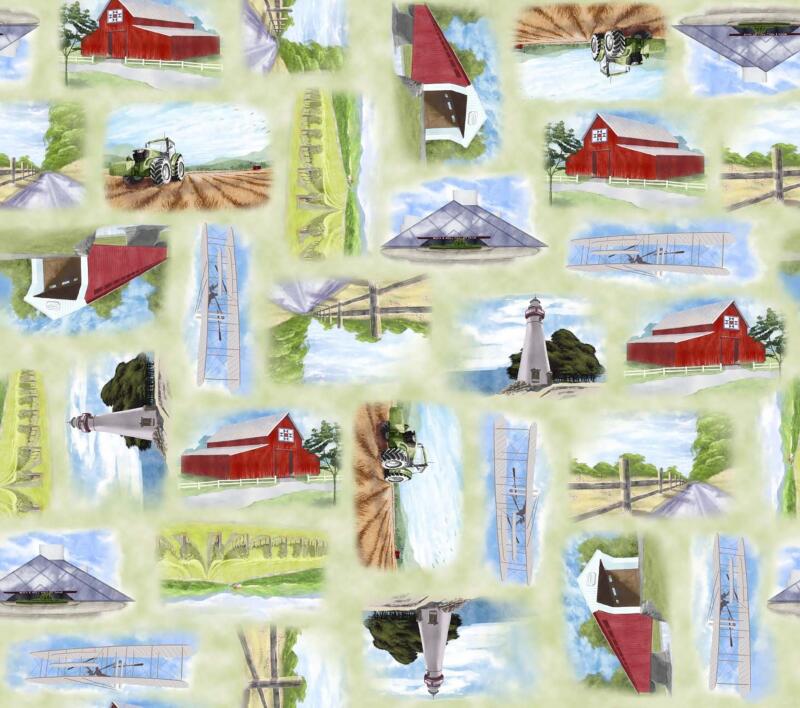 AOSH Fabric - Tossed scenes 2024 (Price: Yardage)