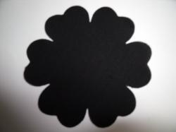 Flower 6 Petal Laser Cut Appliques (Size: with FUSIBLE - 3.5"W, Color: Black )
