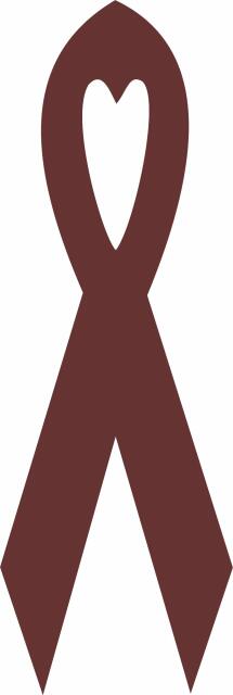 Awareness Ribbon Laser Cut Appliques (Size: with FUSIBLE - 7"H, Color: Brown )