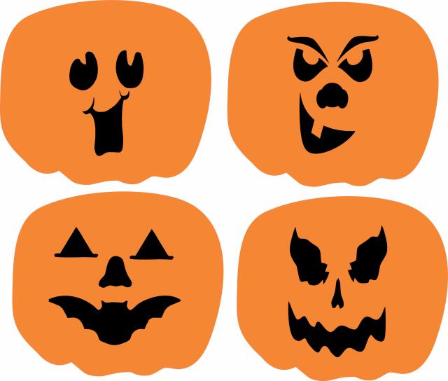 KIT - Jack'o'Lantern with Faces Laser Cut Appliques (Price: Set of 4 - 8"W, Color: Set of 4)