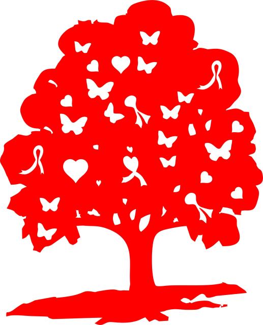 KIT - Tree of Hope Laser Cut Applique (Price: 9"H, Color: Red)