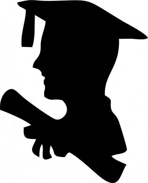 Graduation Boy Laser Cut Siilhouettes (Size: WITH fusible - 9"H, Color: Facing left)