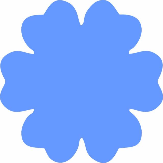 Flower 6 Petal Laser Cut Appliques (Size: 3.5"W, Color: Tonal - Blue)