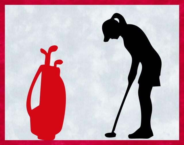 Kit - Mug Rug - Golfer - Female (Price: Kit, Color: Red)