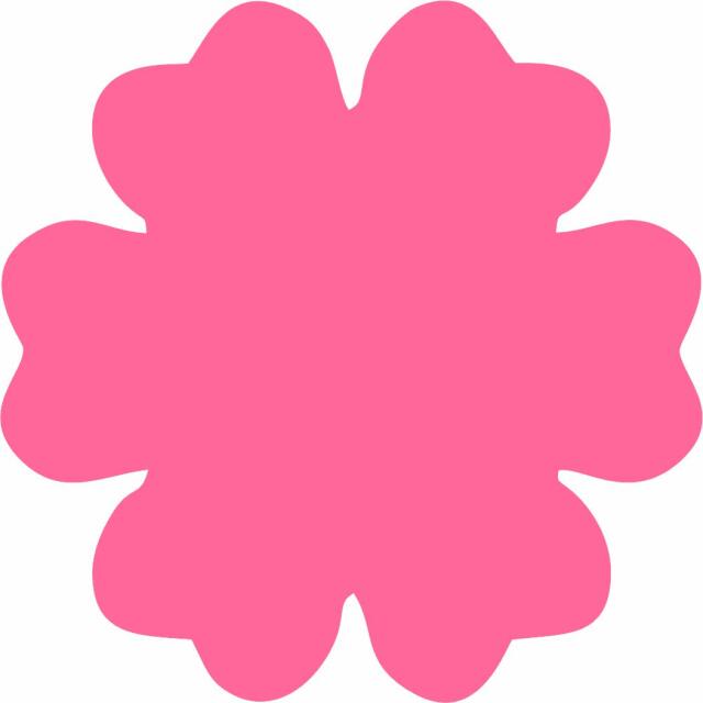 Flower 6 Petal Laser Cut Appliques (Size: 3.5"W, Color: Tonal - Hot Pink)