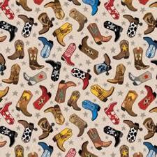 Lil Cowgirls - Boots cream (Price: Yardage)
