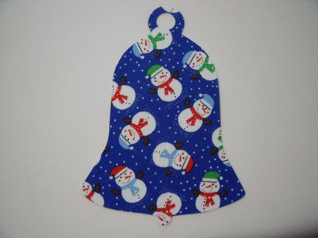 Christmas Bell Laser Cut Appliques (Size: with FUSIBLE - 6"H, Color: Blue Snowmen)