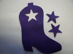 Cowboy Boot Laser Cut Appliques (Size: 6"H, Color: Purple , Direction: Facing right)