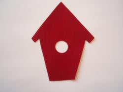 Christmas Birdhouse Laser Cut Appliques (Size: with FUSIBLE - 6"H, Color: Red )