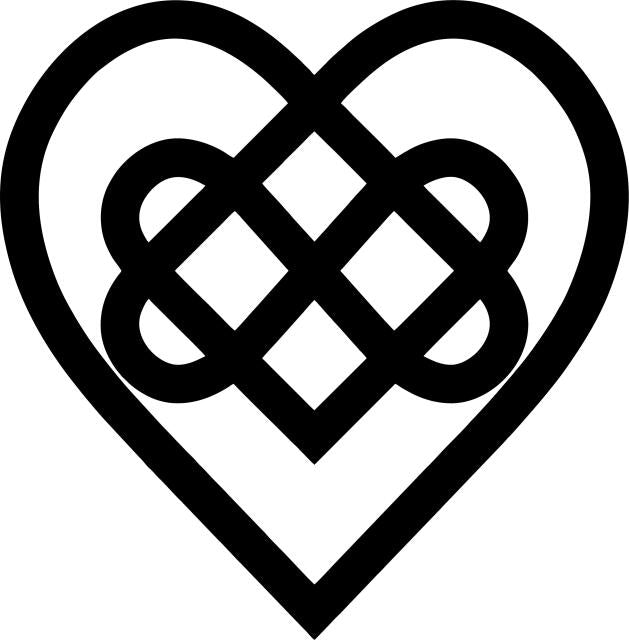 Celtic Bound Hearts Silhouette Laser Cut Appliques (Color: black, Size: 7"W)