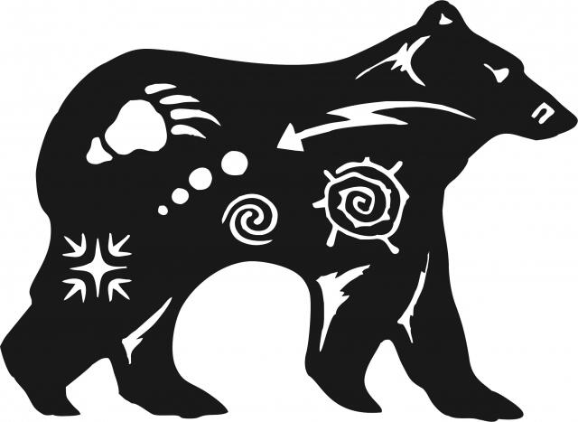 Bear Symbol Silhouette Laser Cut Appliques (Size: 9"W, Color: Black facing right)