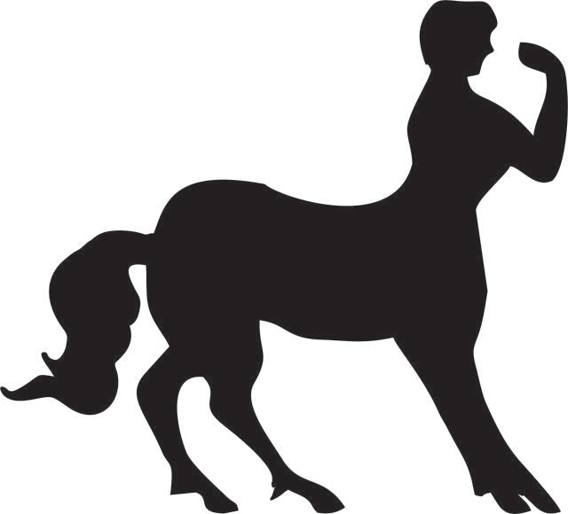 Centaur - Half Horse/Half Man Silhouette Laser Cut Appliques (Size: with FUSIBLE - 10"H, Direction: right)