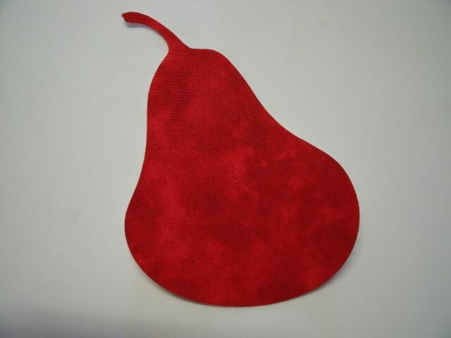 Christmas Pear Laser Cut Appliques (Size: with FUSIBLE - 4"H, Color: Tonal - Red)