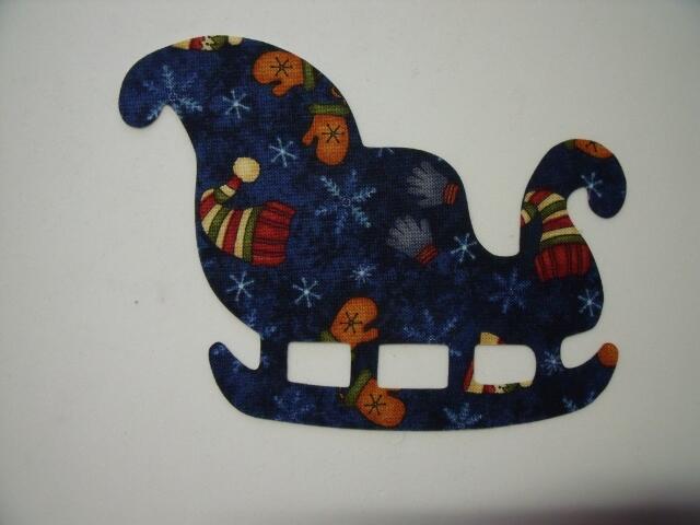 Christmas Sleigh Laser Cut Appliques (Size: 5"W, Color: Blue Hats & Mittens, Direction: Facing left)