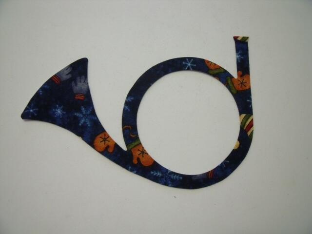 Christmas Horn Laser Cut Appliques (Size: 4"W, Color: Blue Hats & Mittens, Direction: Facing right)