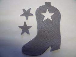 Cowboy Boot Laser Cut Appliques (Size: 5"H, Color: Gray , Direction: Facing right)