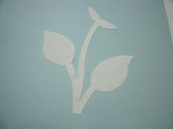 Flower Stem w/Leaf Small Laser Cut Appliques (Size: 4.5"H, Color: White )