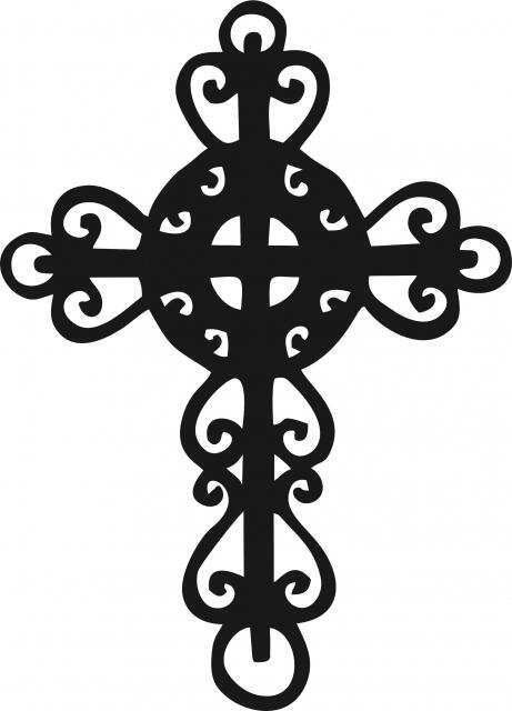Cross #6 Silhouette Laser Cut Appliques (Size: 9"H, Color: Black)