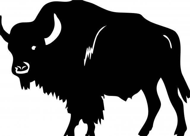 Buffalo #2 Silhouette Laser Cut Applique (Direction: facing left, Size: 9"W)