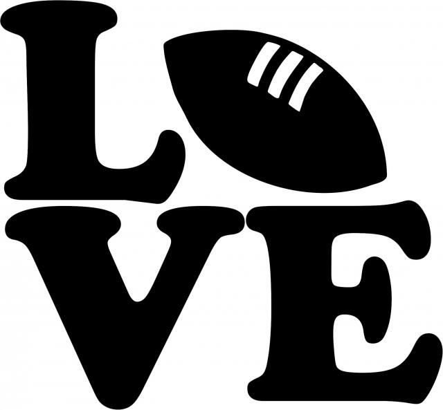 KIT - LOVE - Football Laser Cut Silhouettes (Size: WITH fusible - 3"H, Color: Black)