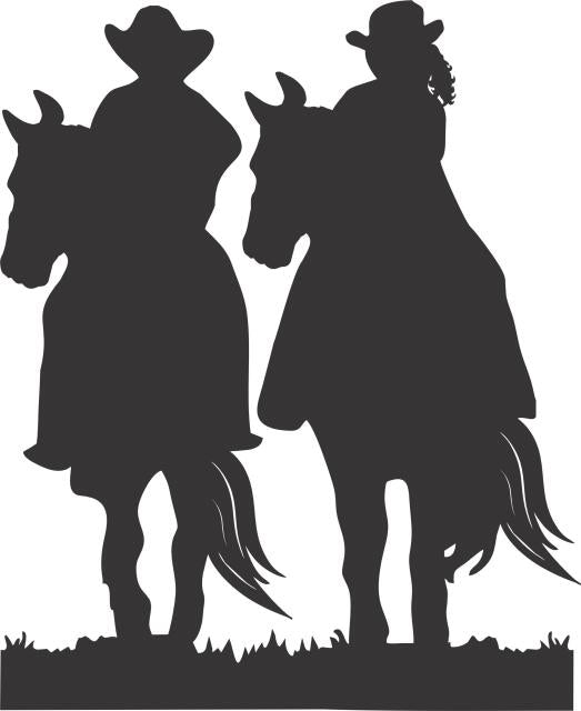 Western Couple #2 Silhouette Laser Cut Appliques (Direction: Facing Left, Price: with FUSIBLE - 8"H)