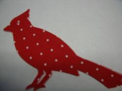 Christmas Cardinal Laser Cut Appliques (Size: 5"H, Color: Red w/mini Dots, Direction: Facing right)