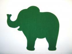 Elephant Laser Cut Appliques (Size: 4"W, Color: Green , Directon: Facing right)