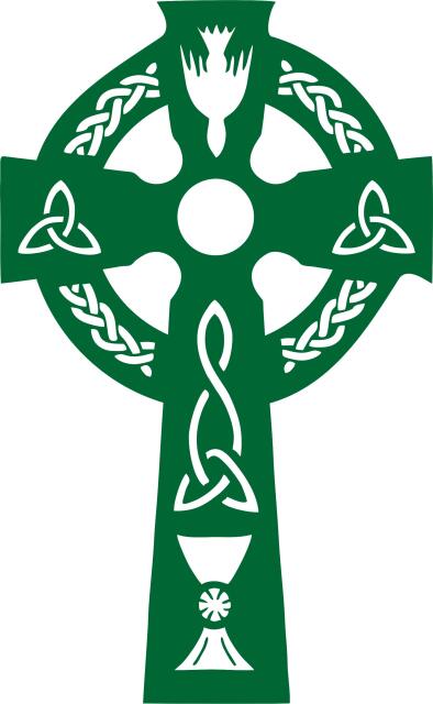 Cross #1 Silhouette Laser Cut Appliques (Size: with FUSIBLE - 9"H, Color: Dark Green )