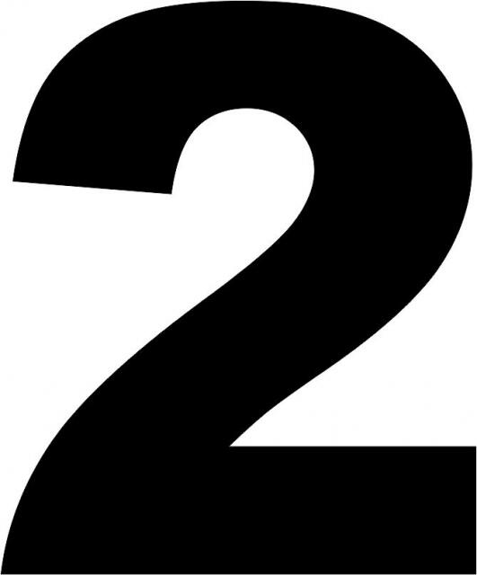 Number - "2" Laser Cut Appliques (Font Style: Arial Black, Color: Red , Size: with FUSIBLE - 5"H)