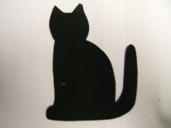 Halloween Cat Laser Cut Appliques (Size: with FUSIBLE - 5"H , Color: Black , Direction: Facing right)