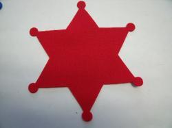 Badge Laser Cut Appliques (Size: 5"H, Color: Red )