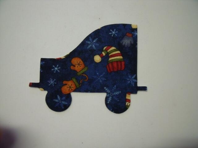 Christmas Train Coal Car Laser Cut Appliques (Size: 5"H, Color: Blue Hats & Mittens, Direction: Facing right)