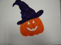 Jack'o'Lantern w/ Witch's Hat Set Laser Cut Appliques (Size: with FUSIBLE - 4"H, Color: Tonal - Purple Hat)