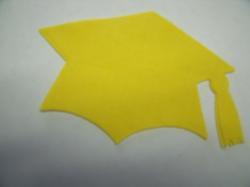 Graduation Cap - colors Laser Cut Appliques (Size: 5"W, Color: Yellow )