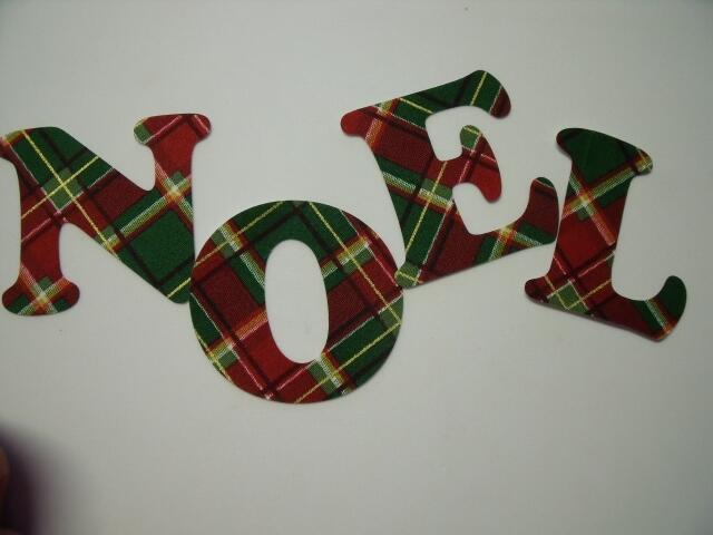 Christmas NOEL Letters Laser Cut Appliques (Size: 4"H, Color: Red & Green Plaid)