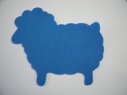 Easter Lamb Laser Cut Appliques (Size: with FUSIBLE - 4"W, Color: Blue , Direction: Facing right)